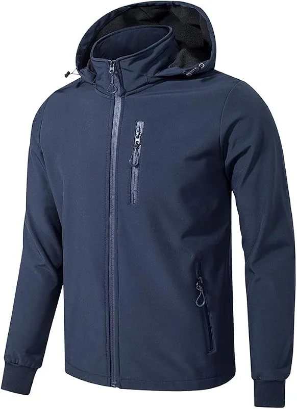 TONY BACKER Giacca Jacket Uomo In Softshell Impermeabile Antivento con Cappuccio Giubbotto Caldo Per Trekking Casual 6860 — Abbigliamento riscaldato