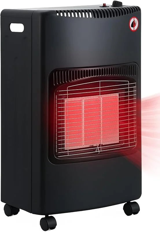 Stufa a Gas GPL 4, 2 kW con 3 Livelli Pannelli Infrarossi Accensione Piezoelettrica CE Sicurezza ODS e Anti-Ribaltamento Ruote per Trasporto Adatta Interni fino 60m³ Bombole 15 kg — Riscaldamento