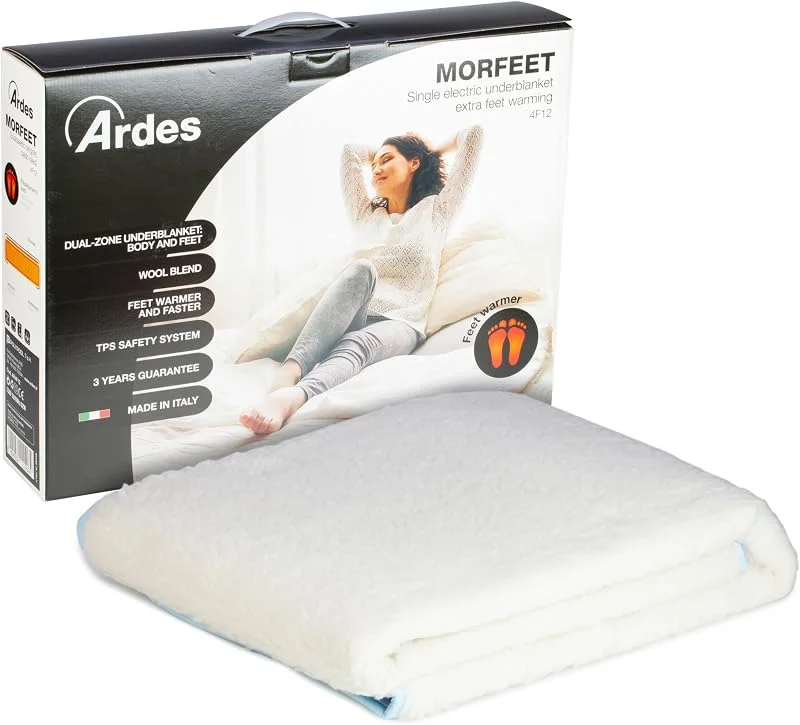 ARDES, AR4F23 Scaldaletto Elettrico MORFEET Matrimoniale Con Scaldapiedi Integrato, 2 Zone, Termocoperta Misto Lana — Riscaldamento