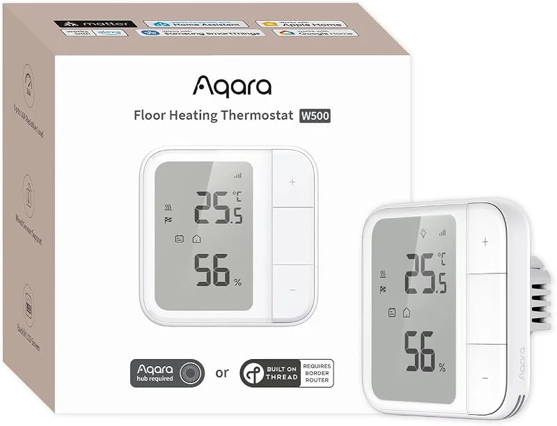 Aqara Termostato Pavimento W500 Thread, Zigbee, con Sensore NTC — Riscaldamento