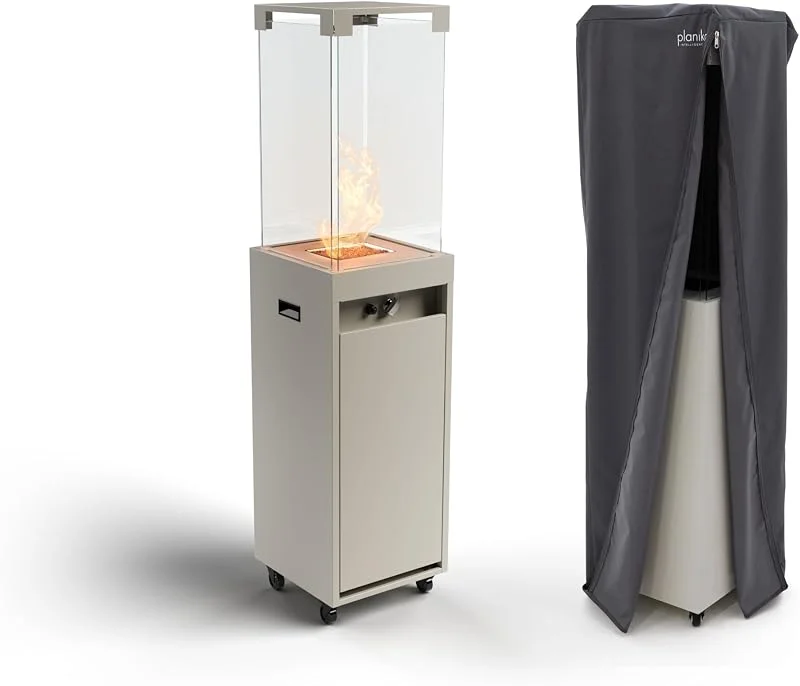 Planika - Faro + Coperchio - Camino da Giardino da Esterno da Balcone Camino da Terrazza a Gas - Fino a 8 kW - Alimentato a GPL - Rulli Incorporati - Tempo di Combustione 55 Ore — Riscaldamento