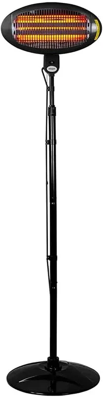 Avilia Riscaldatore Elettrica da Interno ed Esterno - Stufa da Patio, 3 Impostazioni di Calore, con Supporto Regolabile fino a 2m, 2000W, 50x50x200cm, Nero — Riscaldamento
