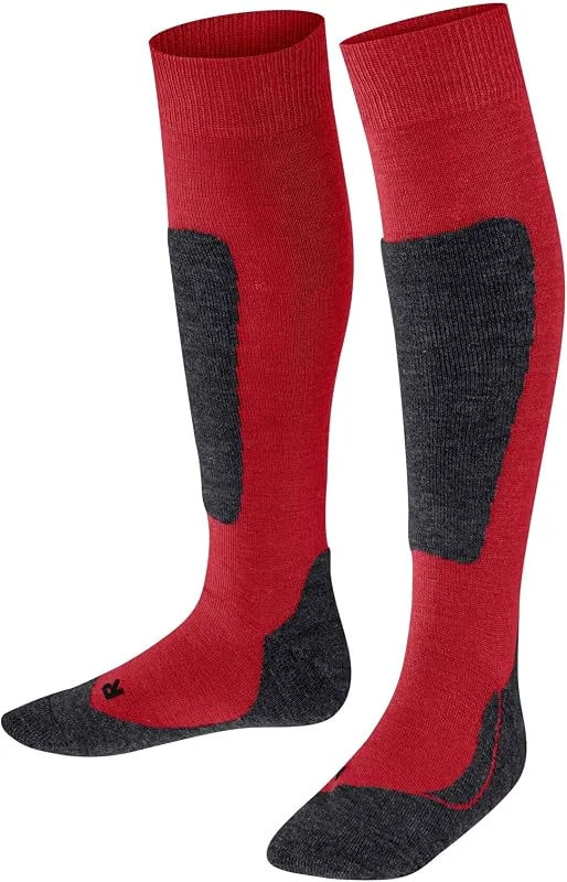 FALKE unisex bambini Active Ski calzini da sci traspiranti asciugatura rapida termoregolanti antiodore lana filo funzionale imbottitura media protezione tibia spessi caldi 1 paio — Abbigliamento riscaldato
