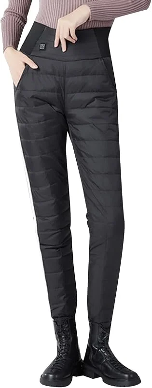 Pantaloni riscaldabili da donna con riscaldamento a zona anteriore posteriore, lavabili per il tempo libero con tre livelli di temperatura, pratica tasca — Abbigliamento riscaldato
