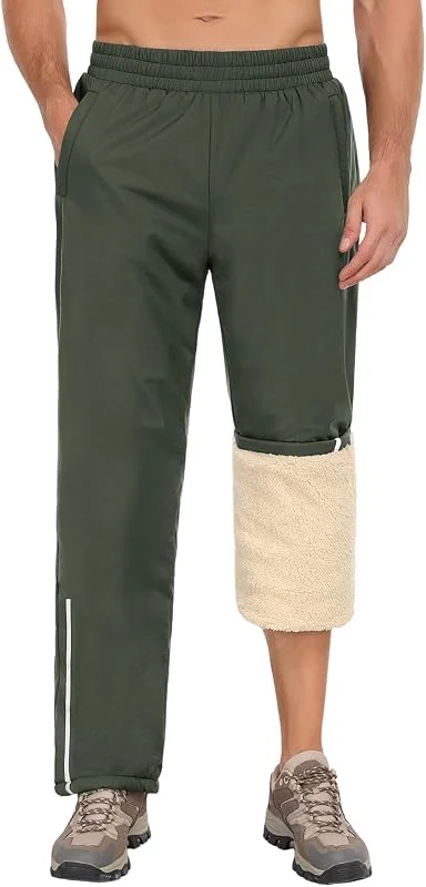 Niwicee Pantaloni da Jogging Uomo Sovrapantaloni Impermeabili Pantaloni Tuta in Pile Invernali Antipioggia Jogger Termici Sportivi Pants Coulisse con Tasche Zip Fitness Corsa Sci Trekking — Abbigliamento riscaldato
