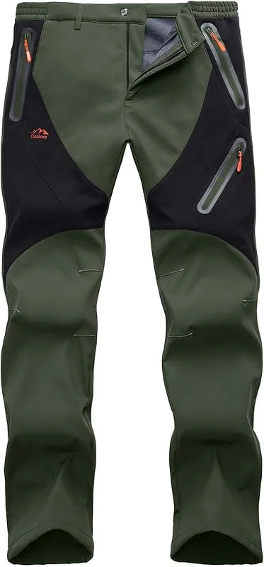 Pantaloni Uomo Sci Neve Impermeabili Softshell con Fodera in Pile per Snowboard, Escursionismo, Zip Gamba — Abbigliamento riscaldato