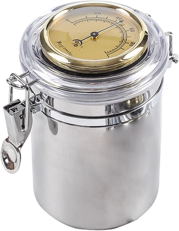 Barattolo per tabacco, Barattolo per la conservazione del tabacco da pipa, Humidor per sigari in acciaio inossidabile con igrometro e umidificatore, ermetico portatile con serratura, Humido