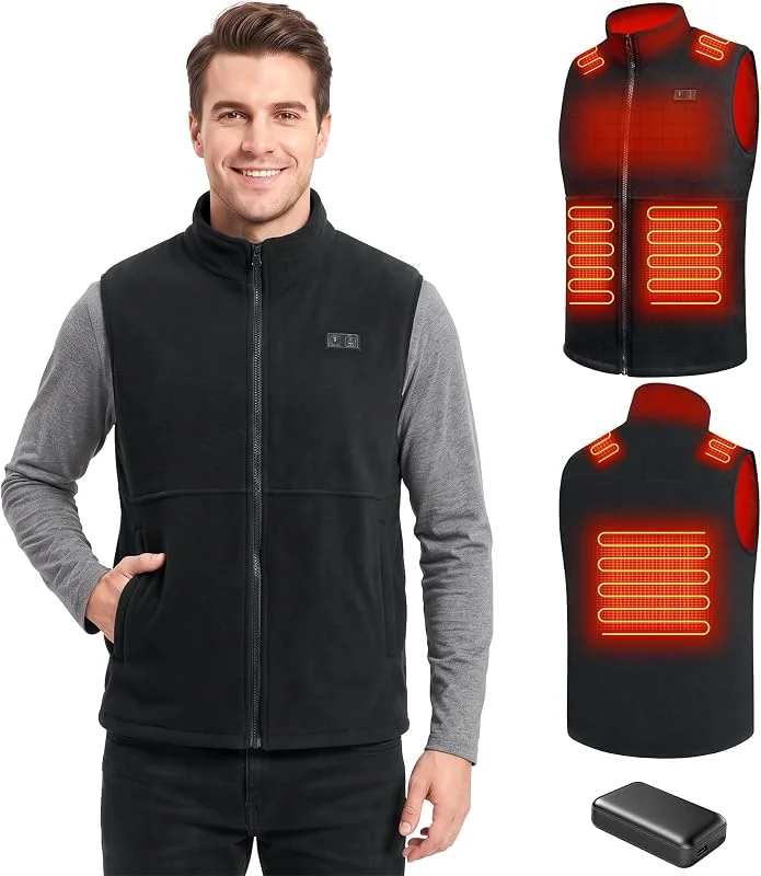 seenlast Gilet Pile Riscaldato, Giubbotto Riscaldante Uomo con Batteria da 10000 mAh, Gilet Termico Maglia Riscaldato Uomo con 3 Livelli di Temperatura, 6 zone di riscaldamento — Abbigliamento riscaldato