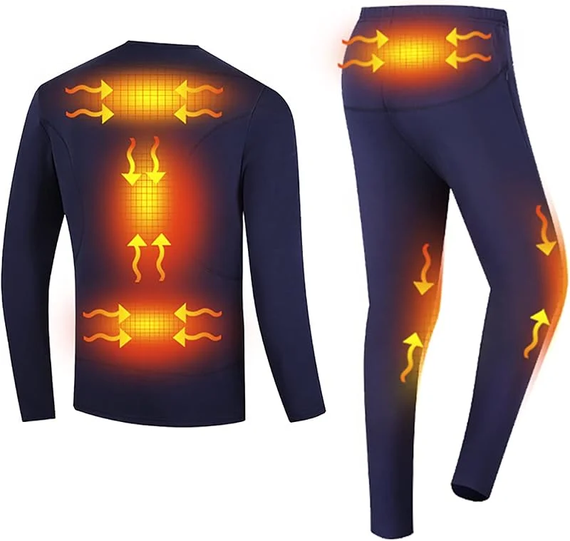Generic Set di Biancheria Intima Termica Riscaldata Elettricamente, Set di Maglietta e Pantaloni Riscaldati, Biancheria Intima Termica, Vestiti Riscaldanti Top Intimo Invernale — Abbigliamento riscaldato