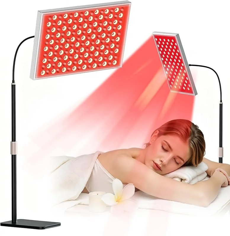 Lampada a luce rossa a 225 LED, lampada a infrarossi, lampada a pannello con 5 livelli e timer, 660 nm e 850 nm, terapia della luce rossa con supporto regolabile per corpo, viso, collo, schiena — Riscaldamento