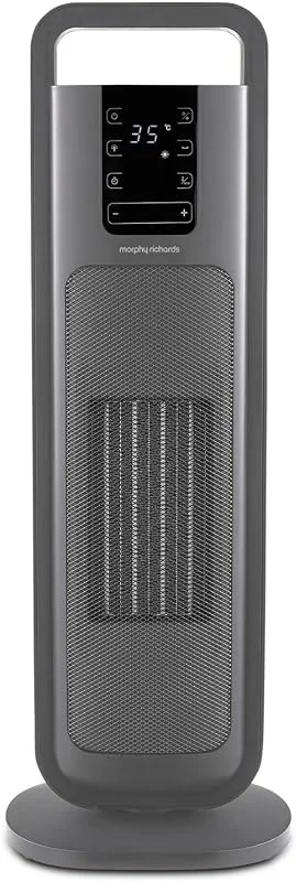 Morphy Richards HeatFlux - Termoventilatore a torre in ceramica ultra sottile, 2 kW, compatto, 20 m², modalità ECO, antigelo, timer 24 ore, touch screen LED — Riscaldamento