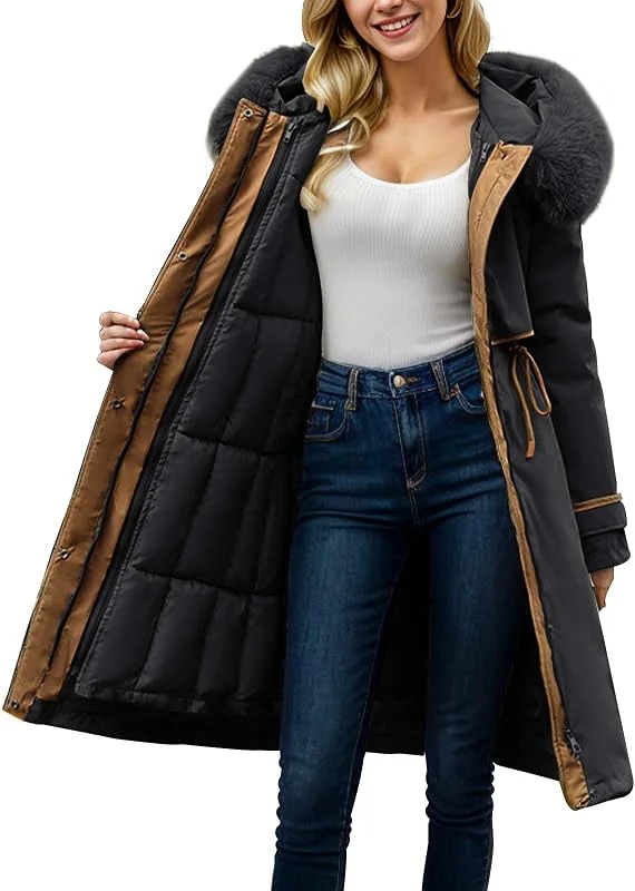 Generisch Cappotto invernale da donna rimovibile in cotone patchwork, con imbottitura lunga ispessita, antivento, impermeabile, versatile, per attività all'aperto in caso di freddo — Abbigliamento riscaldato