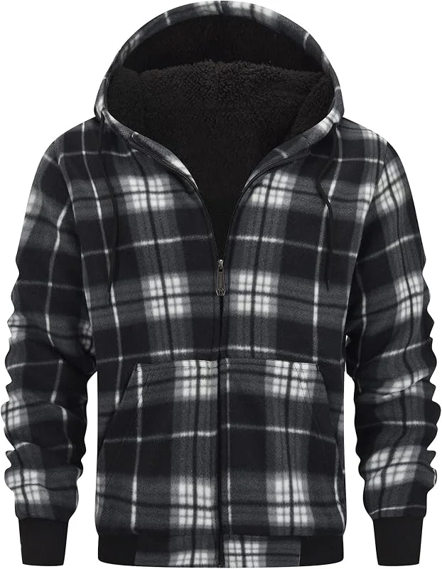 geeksport Felpa da Uomo con Cappuccio e Full Zip Fleece Hoodies for Men Sportive Inverno — Abbigliamento riscaldato