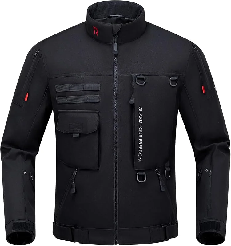 RIDEIRON Giacca Moto Uomo Invernale CE Class A con Spalline e Gomitiere (CE-2) Fodera Rimovibile Armatura Moto Protezione Antivento Nero — Abbigliamento riscaldato
