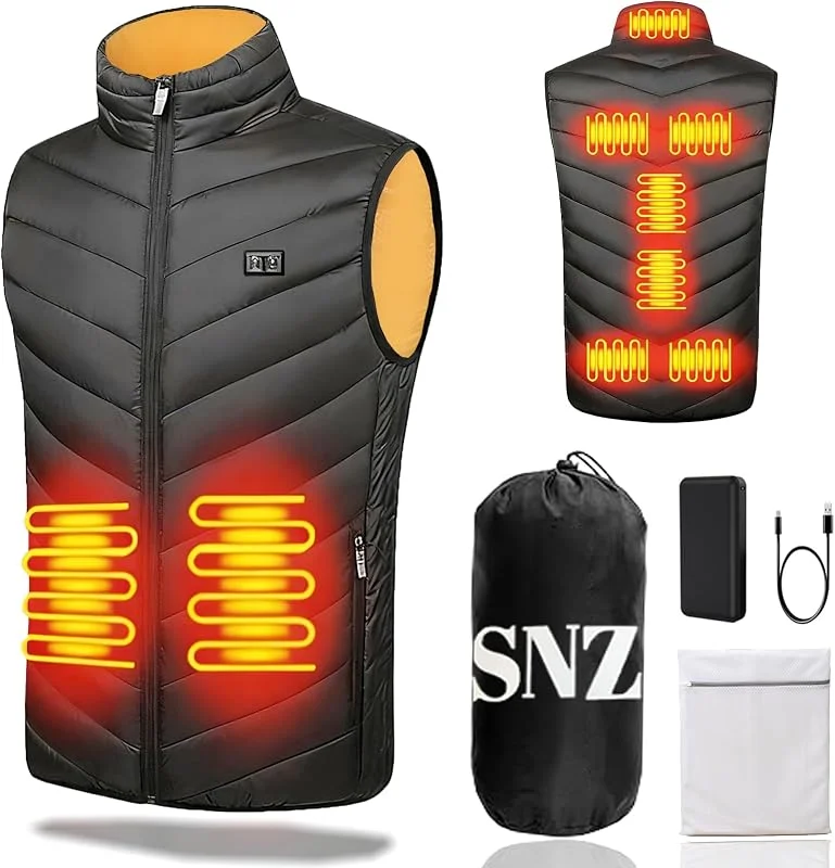 SNZ Gilet Riscaldato con Batteria, Giubbotto Riscaldato USB, Gilet Invernale Caldo da Donna e da Uomo, Giacca Riscaldata per Escursioni All'aperto, Caccia, Moto, Campeggio e Snowboard — Abbigliamento riscaldato