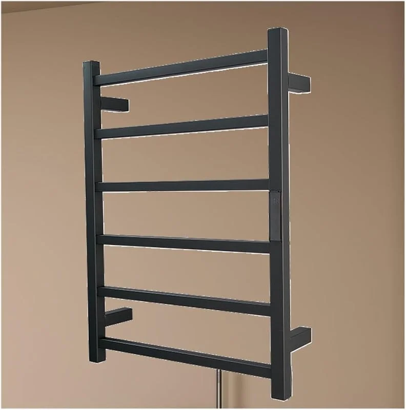 Scaldasalviette in Acciaio Inox - Scaldasalviette a Parete con 6 Barre, stendibiancheria a Temperatura costante per Bagno, scaldasalviette Nero, Design efficiente ed Elegante — Riscaldamento