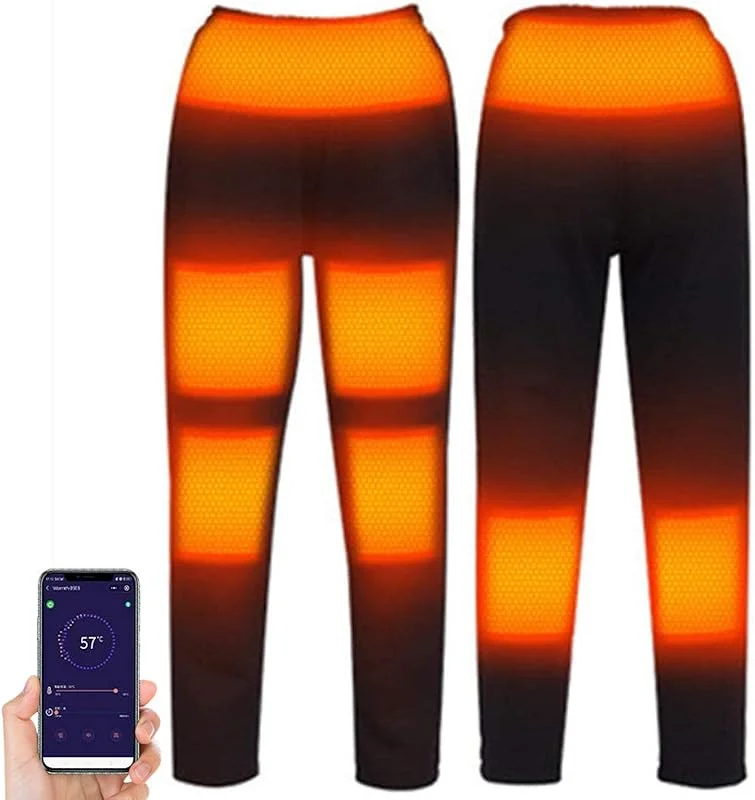 Pantaloni riscaldanti, uomo elettrico USB riscaldato caldo pantaloni invernali riscaldati riscaldamento, lavabile termico pantaloni isolati pantaloni alta leggings pantaloni — Abbigliamento riscaldato