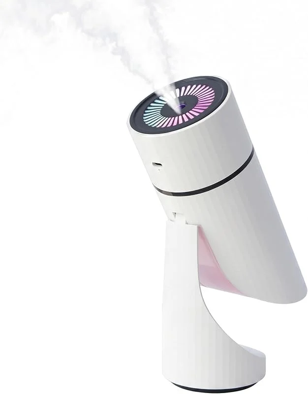 Piccolo umidificatore Mini umidificatore Ricaricabile per Cani Portatile Silenzioso con nebulizzazione Regolabile per scrivania Auto casa Bianco