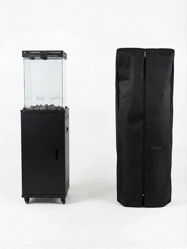 Xone Stufa da esterno a gas Flaminia 11KW, accensione Piezoelettrica, inclusa Roccia Lavica e Cover, Riscaldamento fino a 15 m², Stufa decorativa con 4 ruote incluse