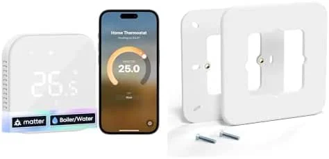 Termostato WiFi Matter + Placche a Parete per Scatola 503 12CM×12CM — Riscaldamento