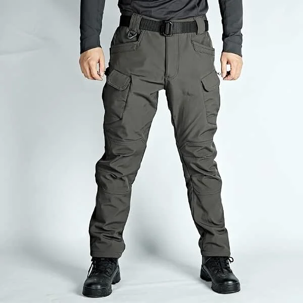 Pantaloni da trekking da uomo, foderati in pile, impermeabili, invernali, caldi, spessi, per arrampicata, campeggio, alpinismo, Grigio, XL — Abbigliamento riscaldato