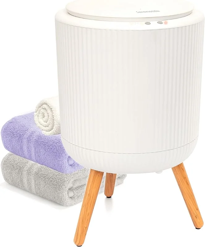 SereneLife Scaldasalviette Elettrico Bagno Autoportante, Scaldasalviette Elettrico 46 cm, Capacità 12 L, Timer Integrato, Dischi Aroma, LED, per Asciugamano, Accappatoio o Coperta, Grigio — Riscaldamento