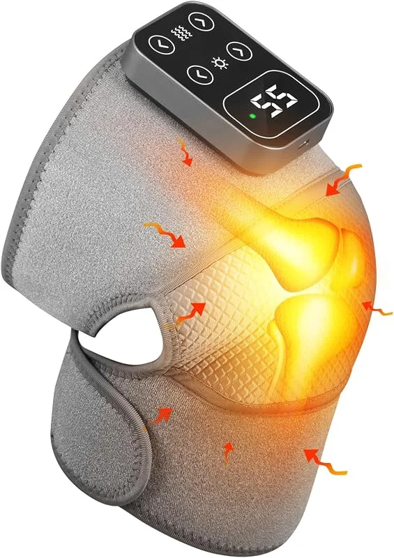 Sollievo per il Ginocchio 3 IN 1 Massaggiatore per le Ginocchia, Scaldascarpe con 5 Riscaldamenti e 3 Massaggi, Ginocchiera Senza Fili Ricaricabile Regolabile per Ginocchio, Gomito, Spalla — Abbigliamento riscaldato