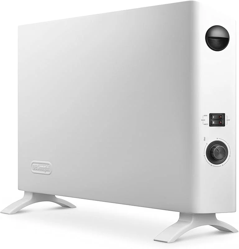 De'Longhi HSX2320F Slim Style TermoConvettore Elettrico, Silenzioso, 3 livelli di potenza, manopola intuitiva, per ambienti fino a 60m³, ventola aggiuntiva, funzione antigelo, Bianco — Riscaldamento