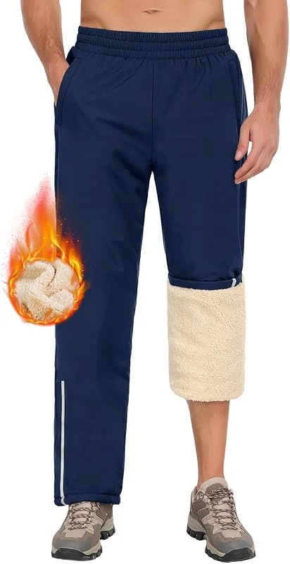 Pantaloni da Jogging Uomo Invernali Pantaloni Tuta Foderato in Pile Termici Pantaloni Uomo Elastico Vita Pantaloni Jogger Sportivi Caldo Pantaloni Impermeabili Trekking All'aperto — Abbigliamento riscaldato