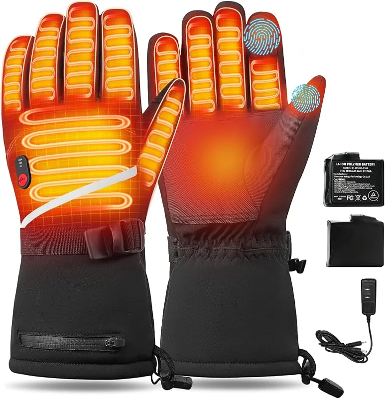Guanti riscaldabili da uomo e donna, con batteria da 7, 4 V, 3000 mAh, guanti riscaldanti invernali per moto, sci, caccia, pesca, ciclismo, campeggio, escursionismo — Abbigliamento riscaldato