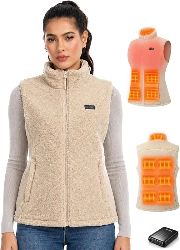 Gilet Riscaldante Donna in Pile Morbido USB, 11 Zone, 3 Livelli di Calore — Abbigliamento riscaldato