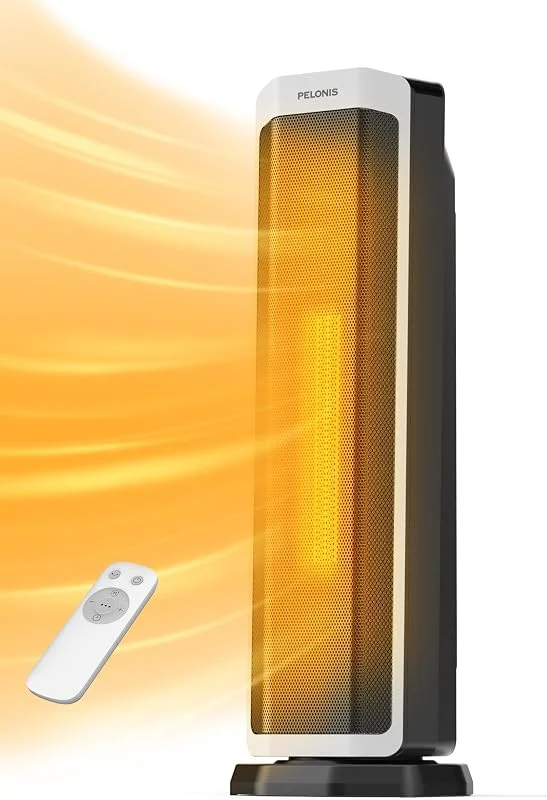 Pelonis Riscaldatore Elettrico 2000W, Radiatore Elettrico con Telecomando, Riscaldatore Elettrico Termostato, Regolabile e Protezione Tipp-Over e Contro il Surriscaldamento