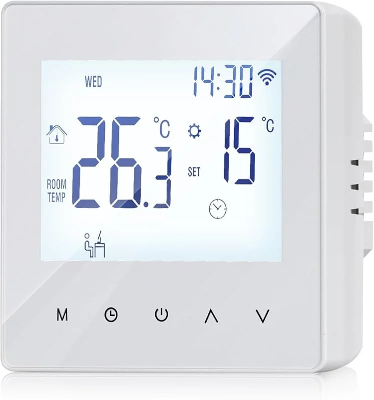 Termostato intelligente per ambiente: WiFi programmabile, ambiente per acqua, riscaldamento a pavimento e caldaie, programmabile 230 V, LCD 3 A, con telecomando
