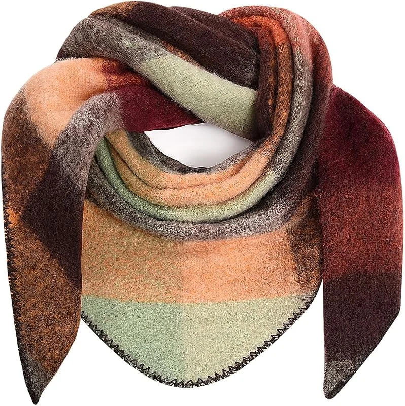 Voqeen Sciarpe Donne Invernale Lungo Scialle Tartan Avvolgere Spessa Sciarpone Signore Caldo Coperta Morbida Stola Coperta Poncho per le Donne — Abbigliamento riscaldato