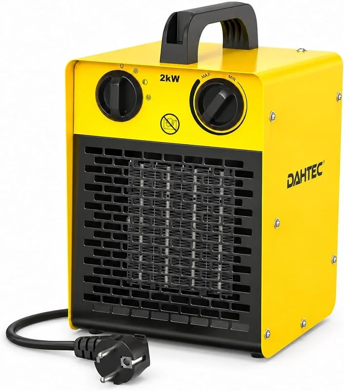 DAHTEC Termoventilatore Ceramico 2000W con Termostato, 3 Livelli, Portatile — Riscaldamento