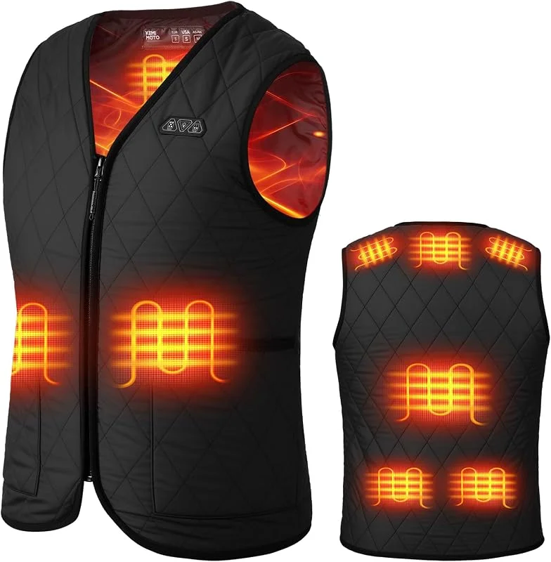 KEMIMOTO Gilet Riscaldato Donna, Elettrico Gilet Riscaldato con 8 Elementi Riscaldanti, USB Giubbotti Riscaldati con 3 Temperature per Sci Escursionismo Caccia Moto (Con Batteria 10000mAh) — Abbigliamento riscaldato