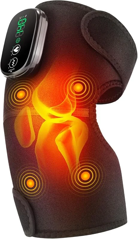 Ginocchiera Riscaldante Senza Fili, Ginocchiera Riscaldante con Touchscreen, Fascia Riscaldante Spalla, Gomito con 5 Livelli Riscaldamento, 5 Modalità Vibrazione, 4 Motori Integrati, Batteria 5000mAh — Abbigliamento riscaldato
