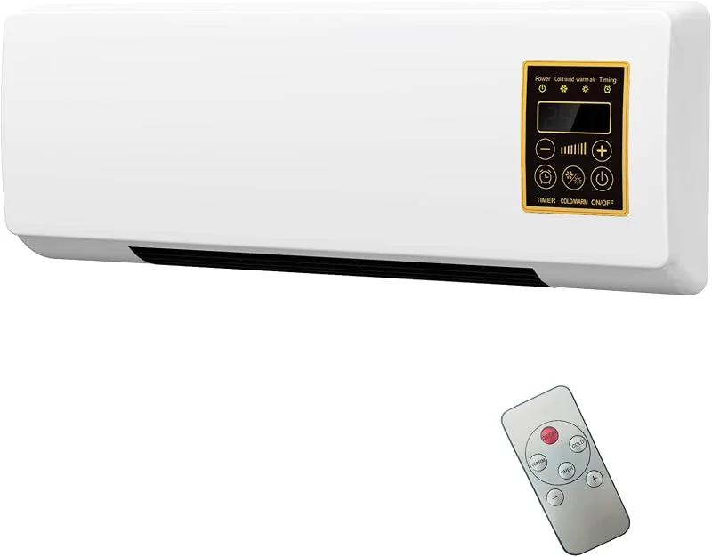 Riscaldatore Elettrico da parete e da tavolo da 1800 W – Display Digitale, Telecomando, timer Riscaldatore Ceramico Silenzioso per Camera da letto, Casa e ufficio — Riscaldamento