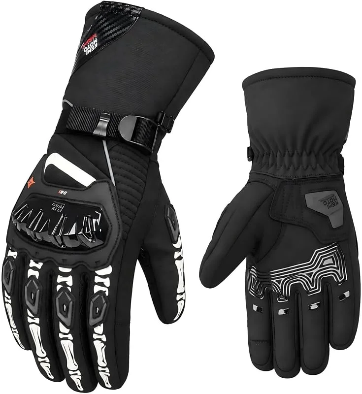 KEMIMOTO Guanti Moto Invernali, Guanti da Moto Termici Uomo Donna con Touch Screen e Impermeabile Protezione, Adatti da 0°C a 5°C, Ideali per Motociclismo a Ciclismo — Abbigliamento riscaldato
