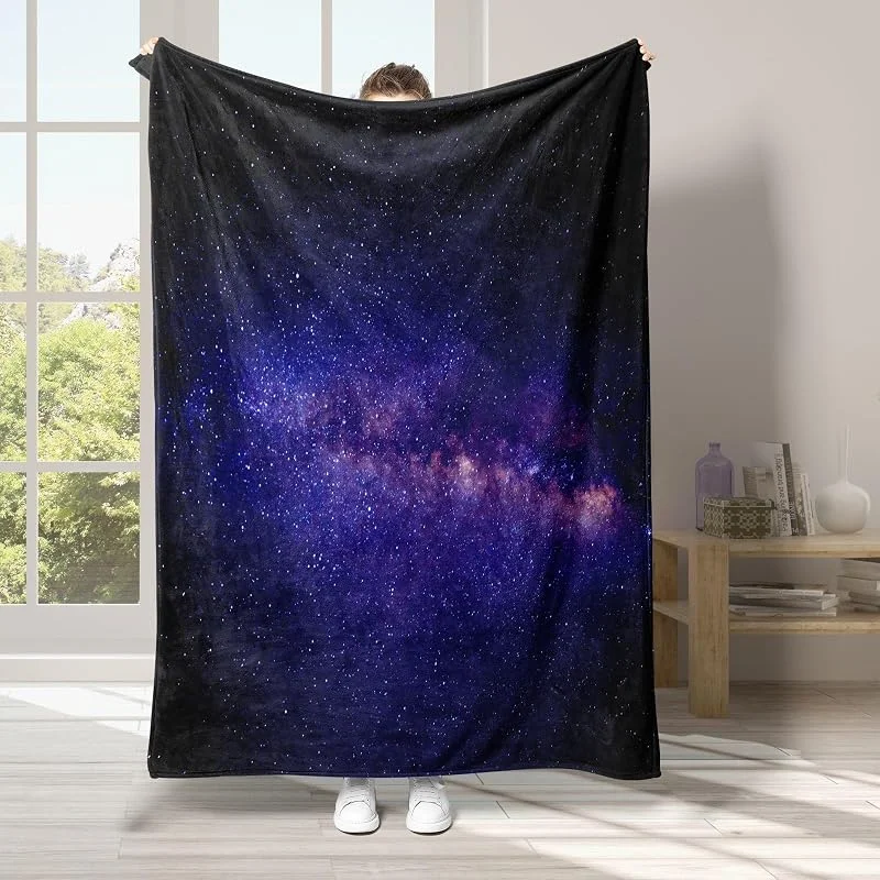 Cielo Notturno Coperta di Flanella 220x240cm, Stella Blanket Morbido Caldo e Confortevole, Modello di Copert con Stampa 3D, Adatto a Tutte le Stagioni — Riscaldamento