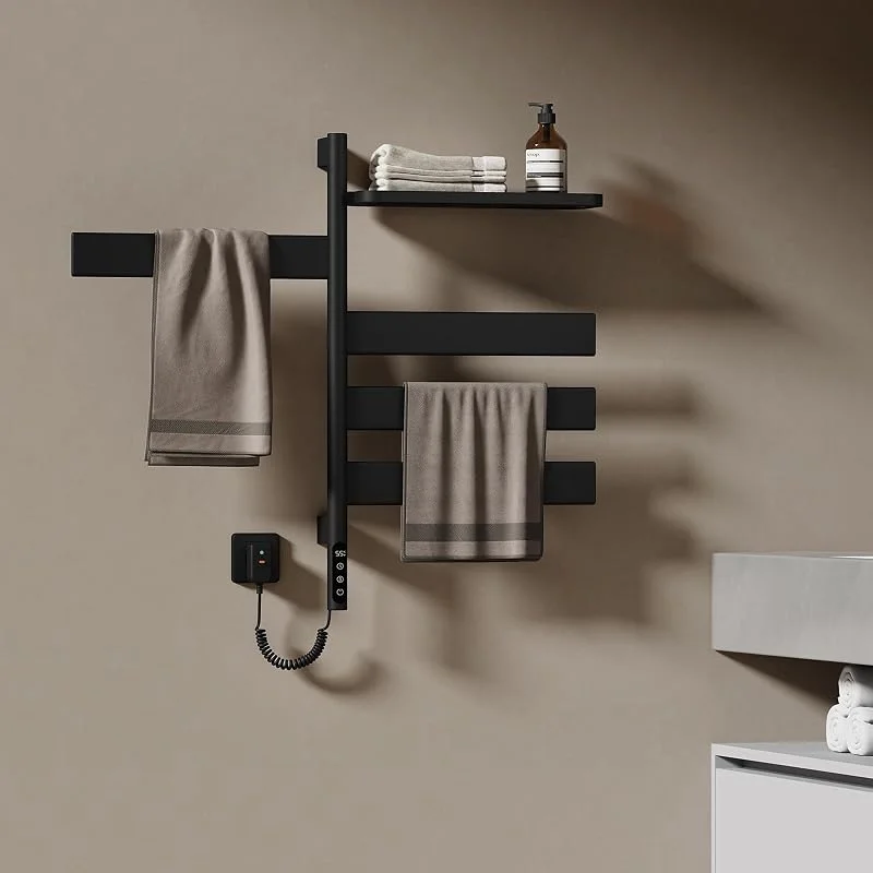 EMKE Scaldasalviette Elettrico da Bagno, Girevole a 180°, Nero — Riscaldamento