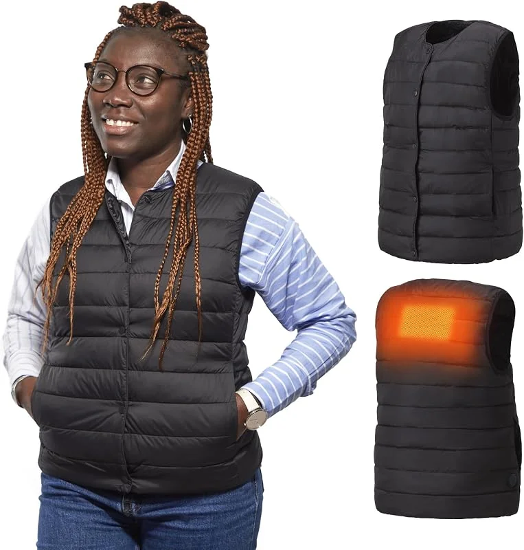 Woozoo ® by Ohyama, Gilet riscaldato, giacca riscaldata, Leggero e sottile per un elevato comfort, 4 livelli di riscaldamento da 38°C a 53°C, Per donna, taglia S - Heated Vest HW-01 - Nero — Abbigliamento riscaldato