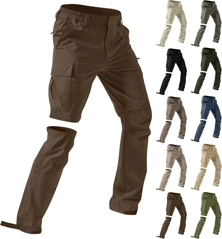 Generico Pantaloni Trekking Uomo Convertibili, Pantaloni Cargo da Lavoro Leggeri e ad Asciugatura Rapida con Zip-Off, Ideali per Escursionismo e Campeggio Outdoor — Abbigliamento riscaldato