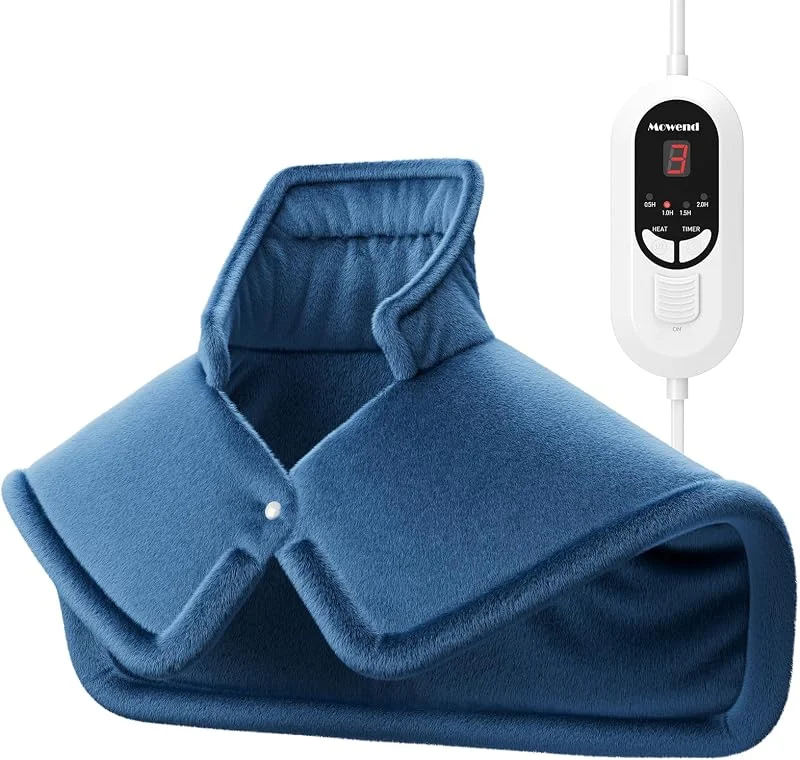 Mowend 58x42cm Termoforo Elettrico per Collo, Spalle con Riscaldamento Rapido, Protezione dal Surriscaldamento PTC e Spegnimento Automatico, Termoforo Lavabile in Lavatrice, Regali per mamma e papà