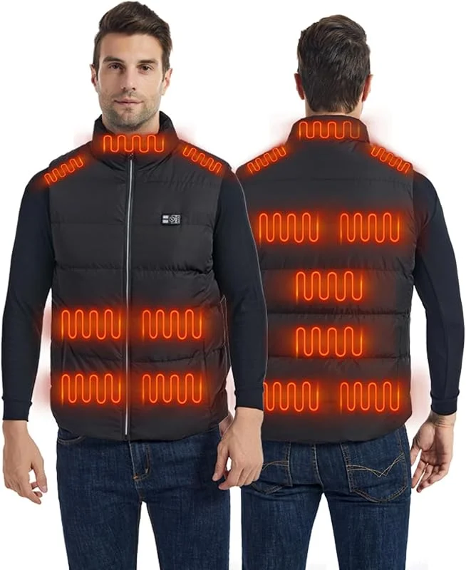 HAOLEI 2024 Black Friday Offerte Piumino Riscaldato Uomo Donna, USB di Riscaldato Gilet Riscaldante Elettrico Cappotti con Cappuccio, Gilet Caldo Invernale per Sci all'aperto (Batterie non incluse) — Abbigliamento riscaldato