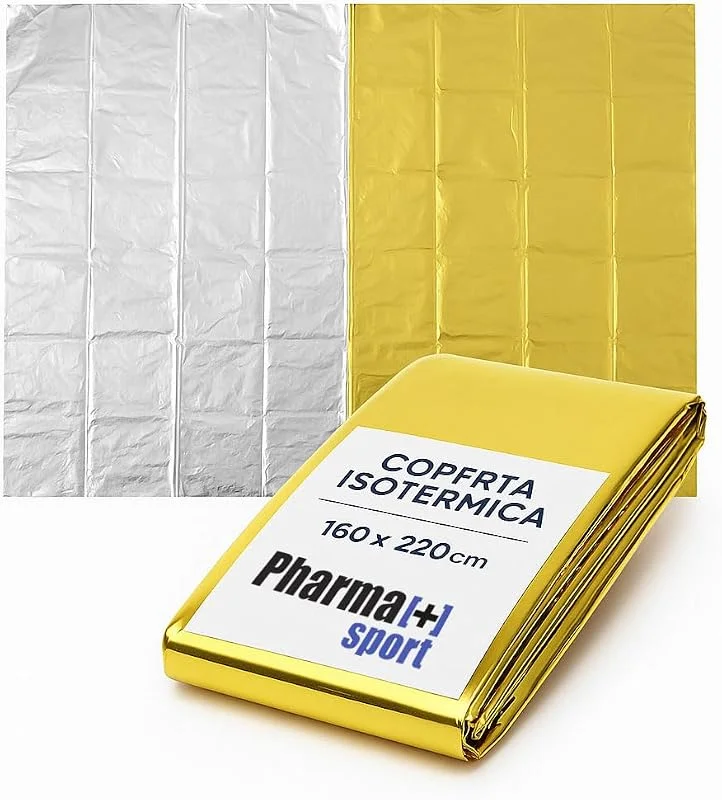 Coperta Termica d'Emergenza Oro, Argento 160 x 220 cm – 1 Pezzo — Riscaldamento