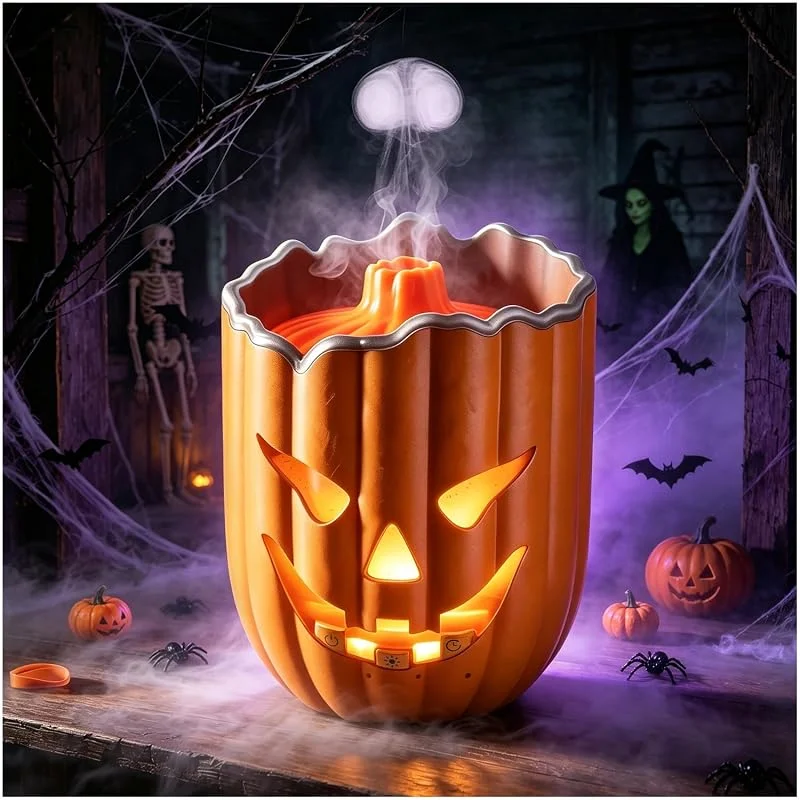 Diffusore di Aromi a Forma di Zucca di Halloween, Diffusore di oli Essenziali a Forma di Medusa da 300 ml, Umidificatore a Ultrasuoni con 2 Modalità di Spruzzo, 7 Colori LED e 3 Funzioni Timer — Casa e cucina