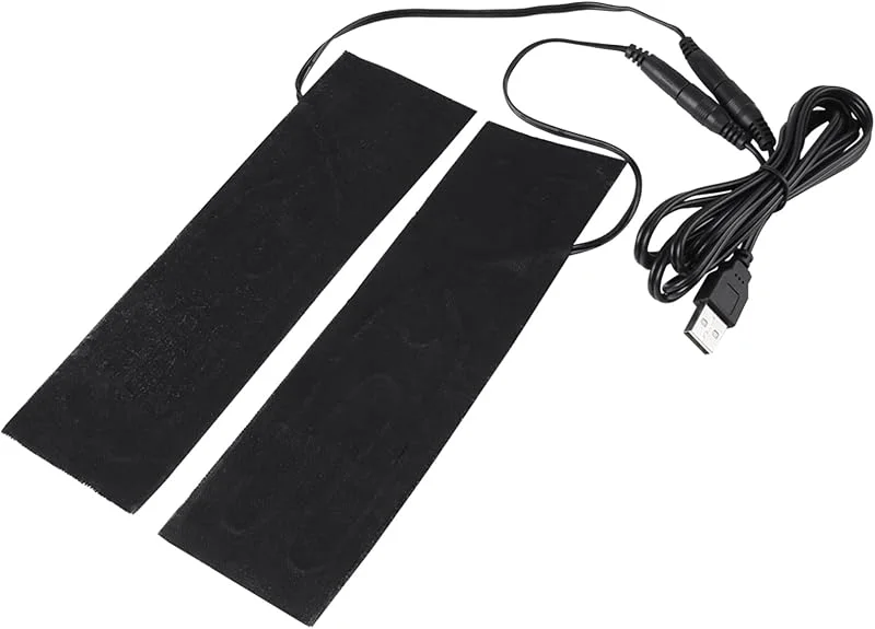1 Paio di Cuscinetti Riscaldanti USB 19, 6x6 Cm Pellicola Riscaldante Elettrica in Fibra di Carbonio per Solette e Pantofole con Alimentatore USB 5 V Lavabile — Abbigliamento riscaldato