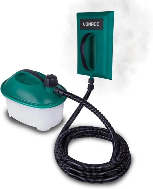VONROC Vaporizzatore per Carta da Parati 2000W – Serbatoio 4, 5L per 75 min di Lavoro – Tubo 3, 5 m – Piastra a Vapore 270x190 mm – Rimozione Rapida Senza Prodotti Chimici – Borsa Inclusa — Riscaldamento