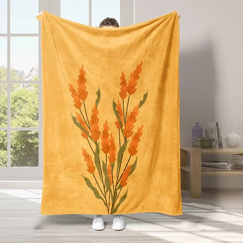 Foglia Coperta di Flanella 220x240cm, Pianta Blanket Morbido Caldo e Confortevole, Modello di Copert con Stampa 3D, Adatto a Tutte le Stagioni — Riscaldamento